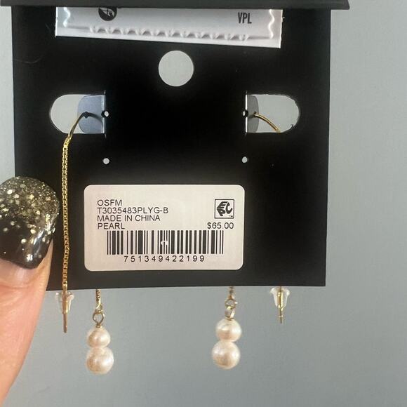 Sterling Silver Belk Silverworks Gold Drop Dangle Pearl Glass - NWT - Picture 3 of 3